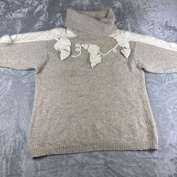 IB Diffusions Silk Angora Sweater Womens 1X Beige White Grapevine Vintage (1051) - Picture 5 of 11